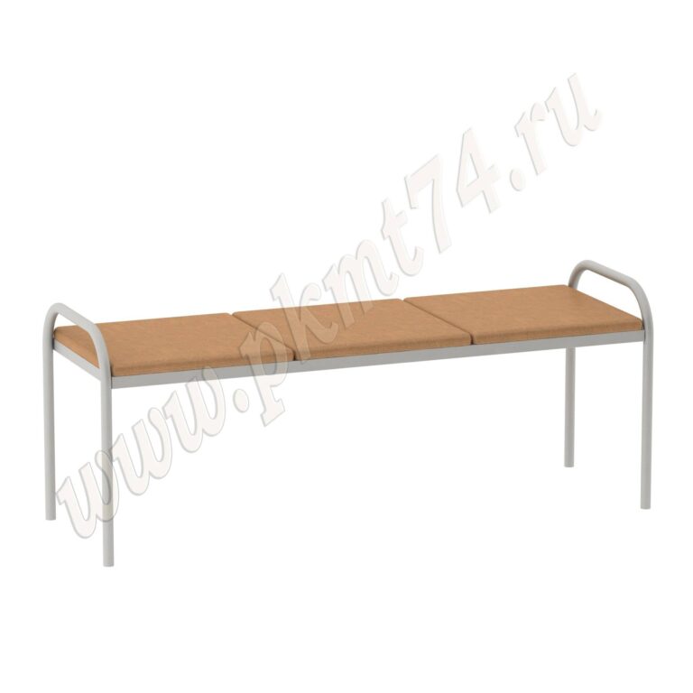 Банкетка мягкая на металлокаркасе из круглой трубы МТ 05-5 к-з Песочный