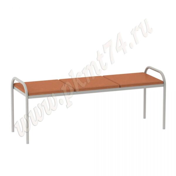 Банкетка мягкая на металлокаркасе из круглой трубы МТ 05-5 к-з Рыжий