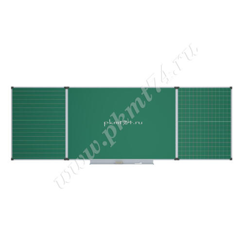 Доска школьная трех элементная зеленая клетка - линейка