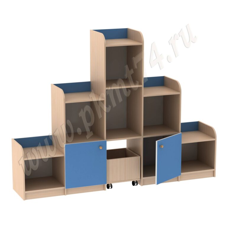 Игровая Горка с ящиком для игрушек МТ 17-23 Дуб Молочный-Голубой