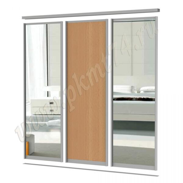 Комплект из двух зеркальных дверей и одной ЛДСП МТ 101-6 Бук