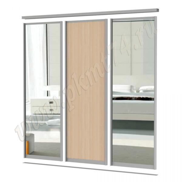 Комплект из двух зеркальных дверей и одной ЛДСП МТ 101-6 Дуб Молочный