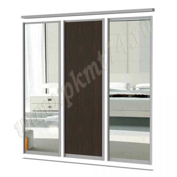 Комплект из двух зеркальных дверей и одной ЛДСП МТ 101-6 Венге