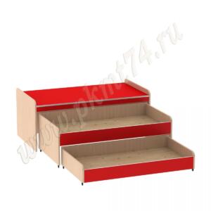 Кровать тумбовая с двумя ярусами МТ 17-110 Дуб Молочный-Красный