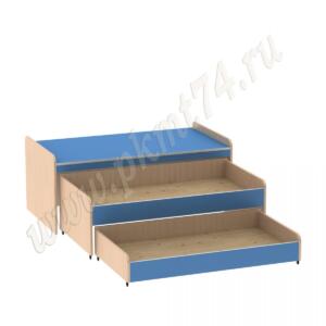 Кровать тумбовая с двумя ярусами МТ 17-110 Дуб Молочный-Голубой