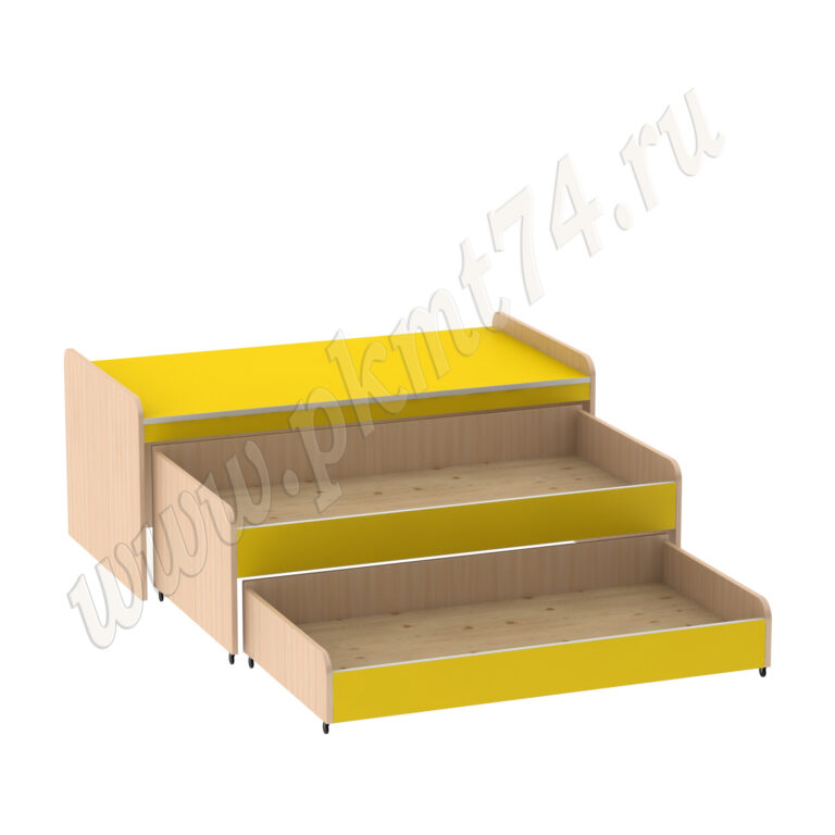 Кровать тумбовая с двумя ярусами МТ 17-110 Дуб Молочный-Жёлтый
