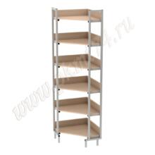 Стеллаж угловой библиотечный МТ 03-4 дуб Молочный