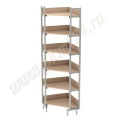 Стеллаж угловой библиотечный МТ 03-4 дуб Молочный