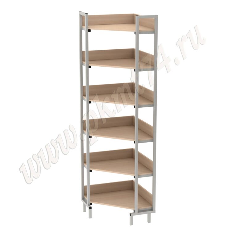 Стеллаж угловой библиотечный МТ 03-4 дуб Молочный