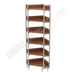 Стеллаж угловой библиотечный МТ 03-4 Вишня Оксфорд