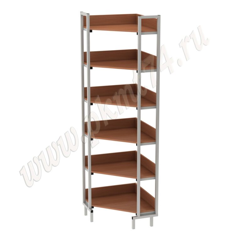 Стеллаж угловой библиотечный МТ 03-4 Вишня Оксфорд