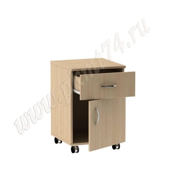 Тумба с выкатываемым ящиком и дверкой на колесах МТ 09-12 Клён