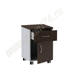 Тумба на колесах с выкатываемым ящиком и дверкой МТ 09-12 Алюминий-Венге