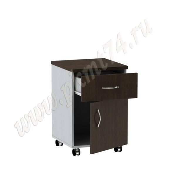 Тумба на колесах с выкатываемым ящиком и дверкой МТ 09-12 Алюминий-Венге