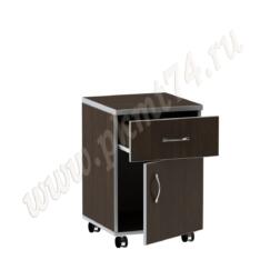 Тумба на колесах с выкатываемым ящиком и дверкой МТ 09-12 Венге-Алюминий