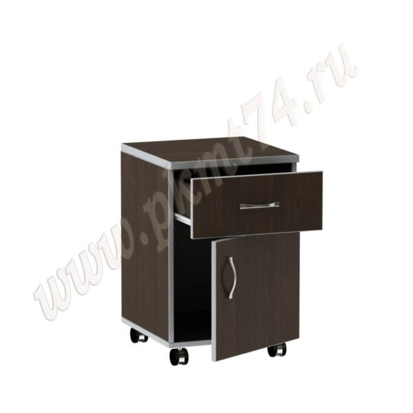 Тумба на колесах с выкатываемым ящиком и дверкой МТ 09-12 Венге-Алюминий