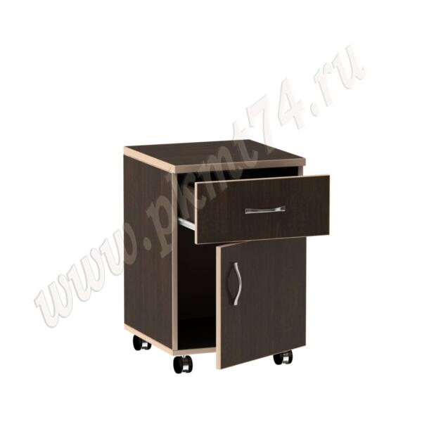 Тумба на колесах с выкатываемым ящиком и дверкой МТ 09-12 Венге-Молочный