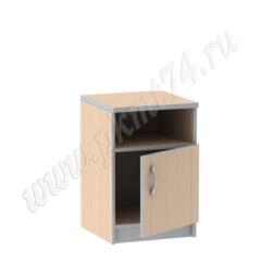 Тумба с нишей и дверкой для офиса МТ 09-6 Молочный-Алюминий