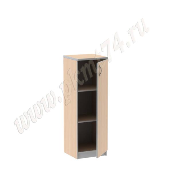 Пенал для офиса с двумя полками и дверкой МТ 13-5 Молочный-Алюминий