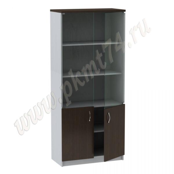 Шкаф для документов со стеклянными фасадами МТ 14-4 Алюминий-Венге