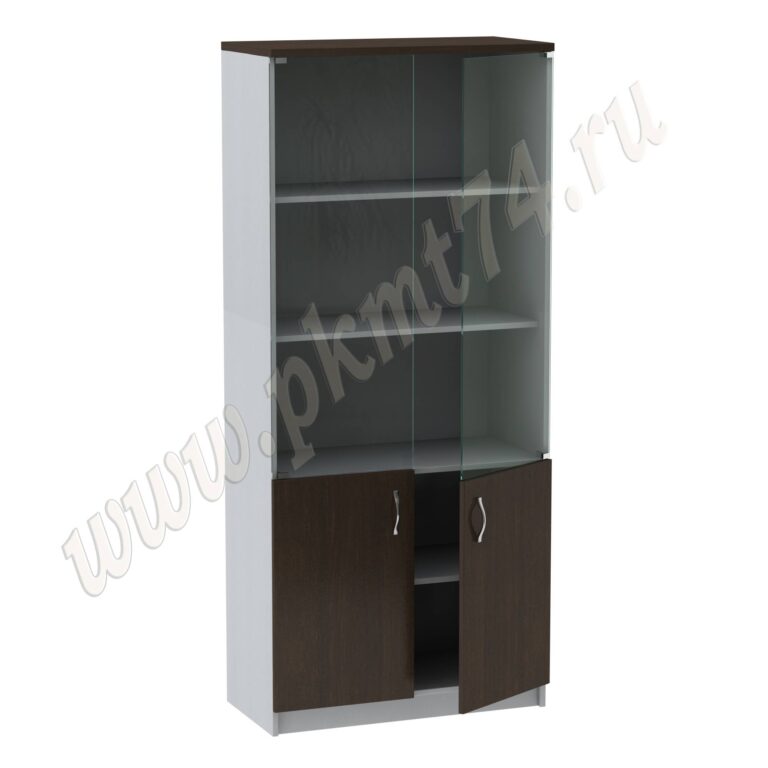 Шкаф для документов со стеклянными фасадами МТ 14-4 Алюминий-Венге