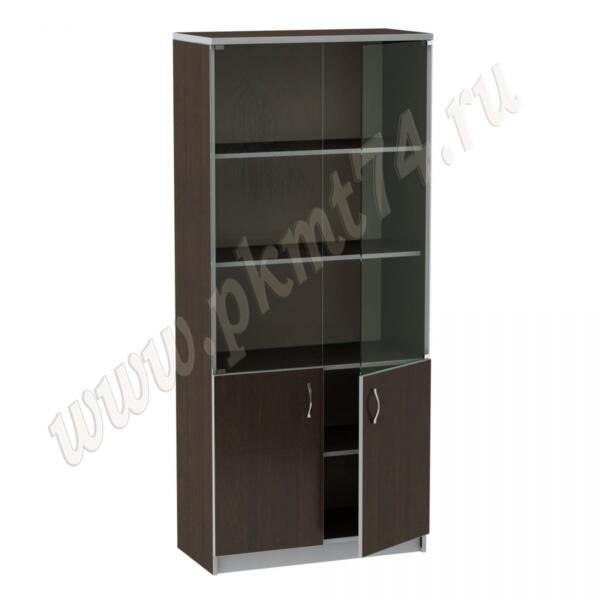Шкаф для документов со стеклянными фасадами МТ 14-4 Венге-Алюминий
