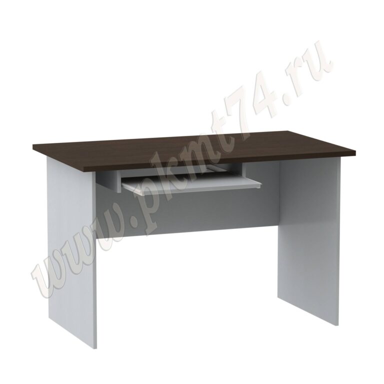 Стол компьютерный офисный с полкой под клавиатуру МТ 07-1 Алюминий-Венге