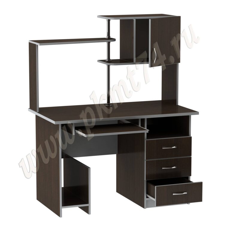 Стол компьютерный с полками МТ 07-11 Венге-Алюминий