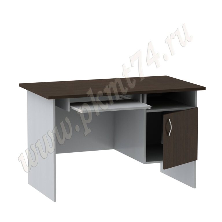 Стол компьютерный для офиса с тумбой МТ 07-2 Алюминий-Венге