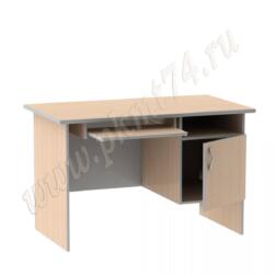 Стол компьютерный для офиса с тумбой МТ 07-2 Молочный-Алюминий