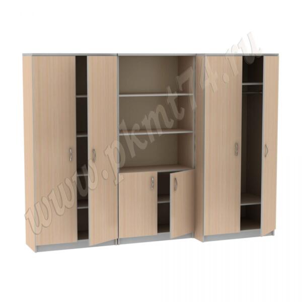 Секция из трех шкафов для офиса МТ 14-34-1 Молочный-Алюминий