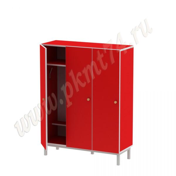 Шкаф детский трехсекционный без короба МТ 17-78 Красный