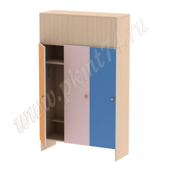 Шкаф для детей трехместный МТ 17-15 Дуб Молочный-Оранж-Ирис-Голубой