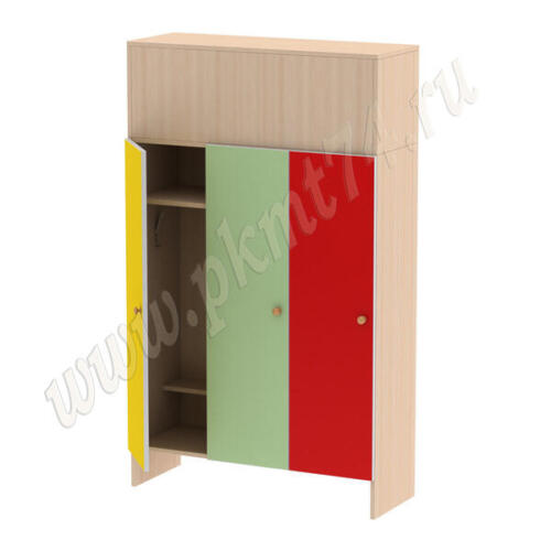 Шкаф для детей трехместный МТ 17-15 Дуб Молочн-Желт-Салат-Красн