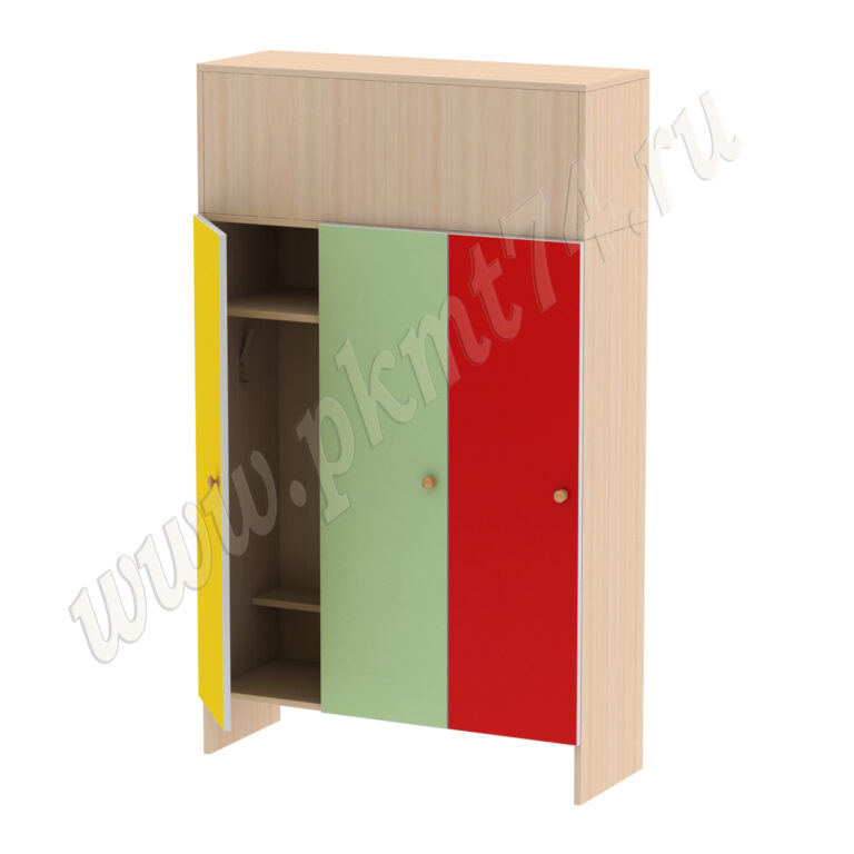 Шкаф для детей трехместный МТ 17-15 Дуб Молочн-Желт-Салат-Красн