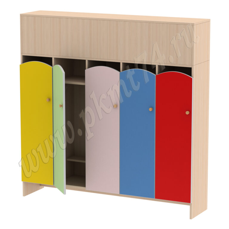 Шкаф для детской одежды Волна-5 МТ 17-77 Дуб Молочный-Желт-Салат-Ирис-Голуб-Красн Шкаф для детской одежды Волна-5 МТ 17-77 Дуб Молочный-Желт-Салат-Ирис-Голуб-Красн