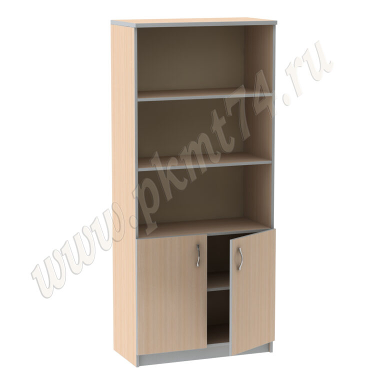 Шкаф с полками и дверками МТ 14-2 Молочный-Алюминий Шкаф с полками и дверками МТ 14-2 Молочный-Алюминий