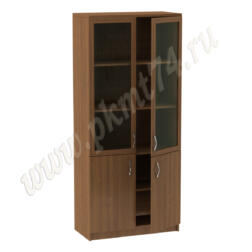 Шкаф для кабинета врача со стеклом в рамке МТ 14-5 Вишня Оксфорд