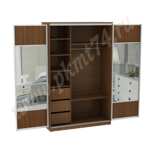 Шкаф купе с полками для белья МТ 15-15 Орех