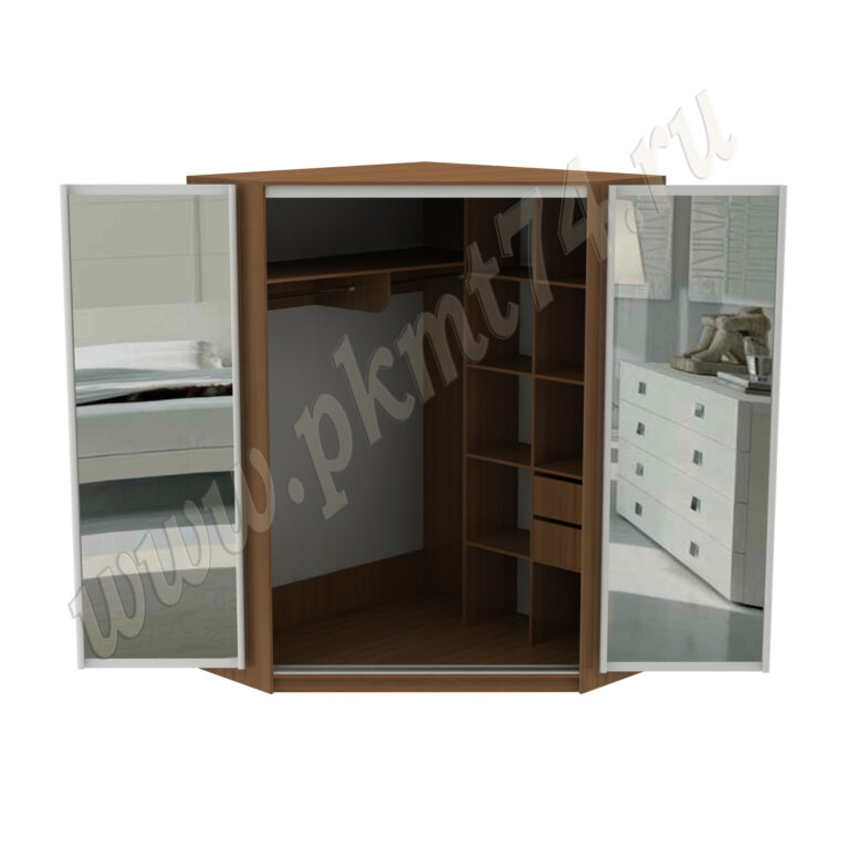 Шкаф с раздвижными зеркальными дверями МТ 15-22 Орех Экко