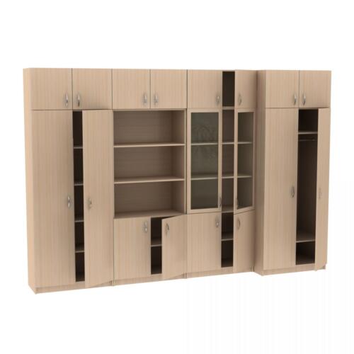 Шкафы в кабинет с антресолями МТ 14-34-8 дуб Молочный