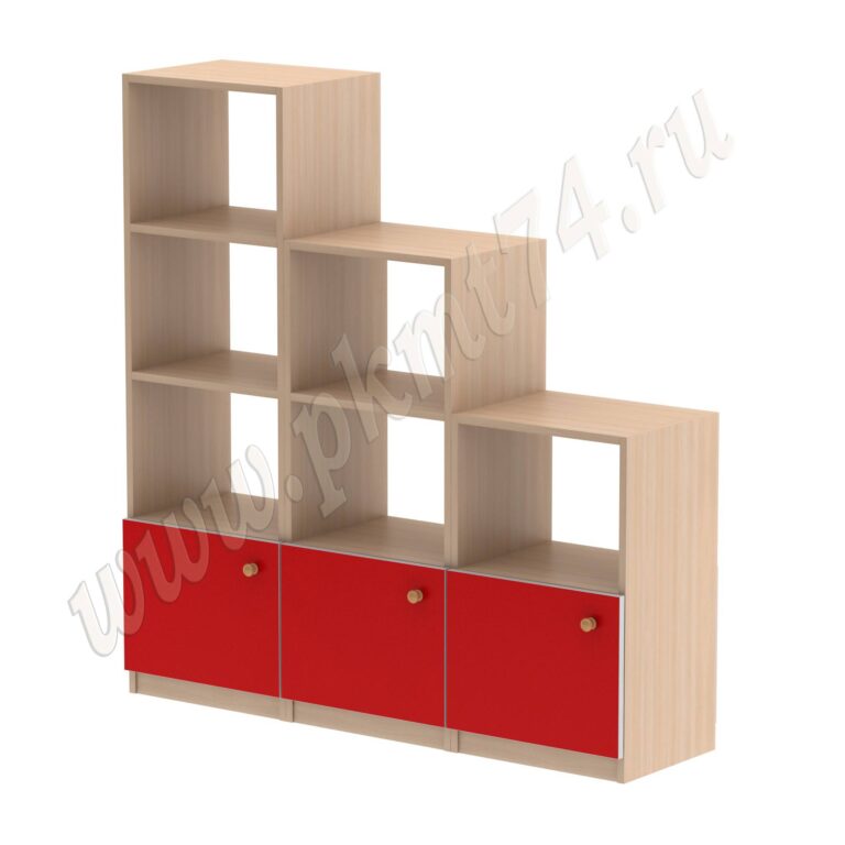 Стеллаж для игрушек и пособий МТ 17-63 Дуб Молочный - Красный