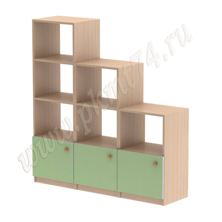 Стеллаж для игрушек и пособий МТ 17-63 Дуб Молочный - Салатовый
