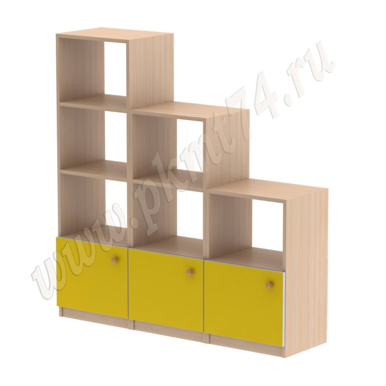 Стеллаж для игрушек и пособий МТ 17-63 Дуб Молочный - Жёлтый