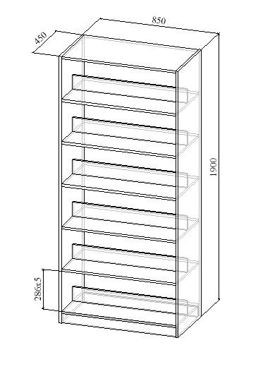 Стеллаж МТ 11-2 чертёж с размерами
