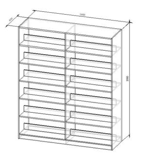 Стеллаж МТ 11-4 чертёж с размерами Стеллаж МТ 11-4 чертёж с размерами