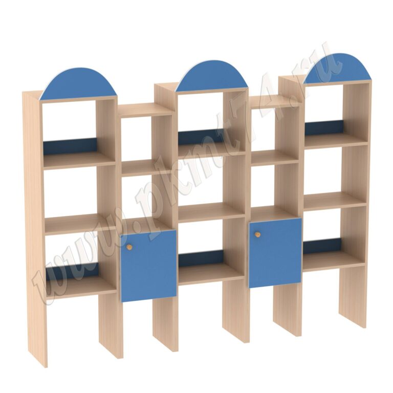 Стенка модульная для игровой МТ 17-60 Дуб Молочный-Голубой