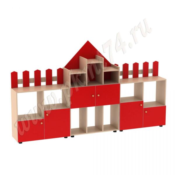 Стенка модульная для игрушек Рыцарский замок МТ 17-61 Дуб Молочный-Красный