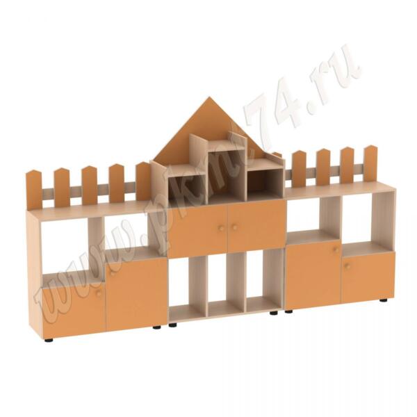 Стенка модульная для игрушек Рыцарский замок МТ 17-61 Дуб Молочный-Оранжевый