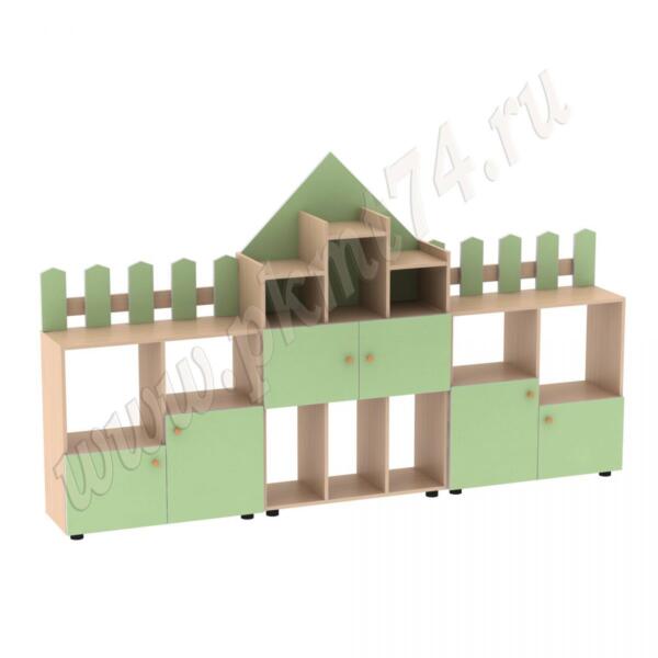 Стенка модульная для игрушек Рыцарский замок МТ 17-61 Дуб Молочный-Салатовый